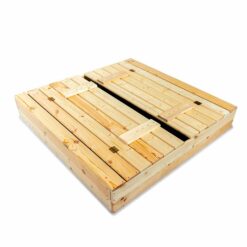 Piaskownica drewniana zamykana 120x120cm okrągłe deski naturalna + gratisy